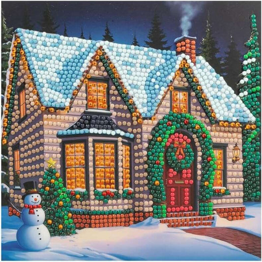 Crystal Art Card Kit - Christmas Cottage