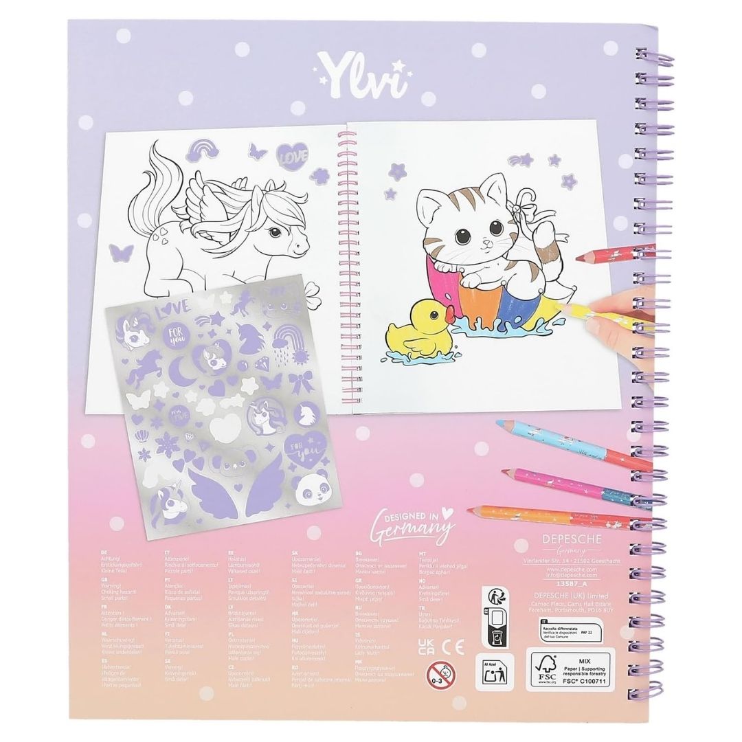 Depesche Ylvi Unicorn Colouring Book with Sequins