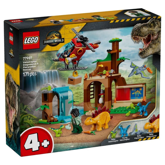 Lego 77981 Jurassic World Velociraptor, Stegosaurus & Pteranodon Rescue