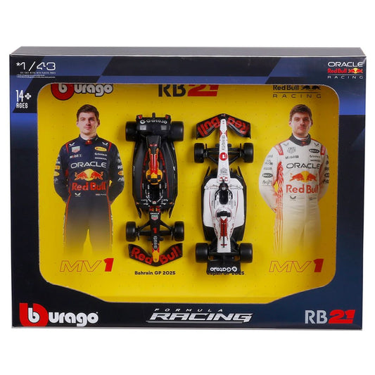 Bburago 1:43 F1 Twin Pack Oracle Red Bull RB21 #01 Max Verstappen Seasonal Livery & Japan GP 2025