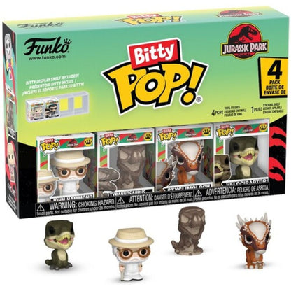 Bitty Pop! Jurassic Park 4 Pack - John Hammond, Tyrannosaurus Fossil, Stygimoloch, Velociraptor