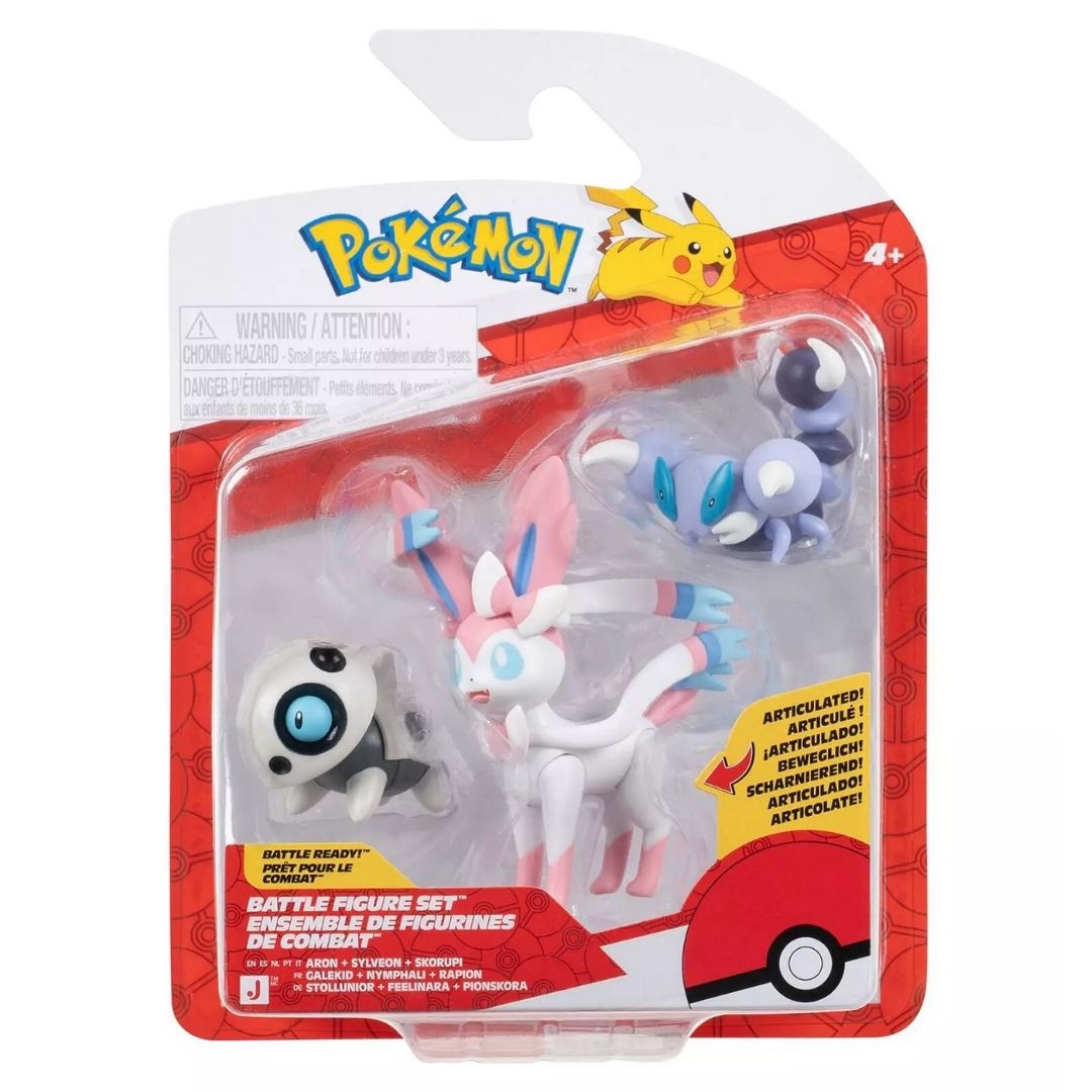 Pokemon Battle Figure Set - Aron Sylveon Skorupi