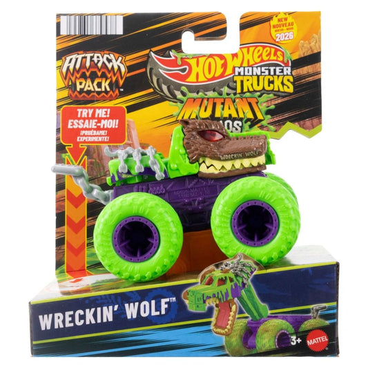Hot Wheels Monster Trucks Attack Pack Wreckin' Wolf