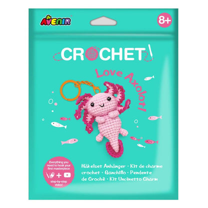Crochet Keychain Crafting Kit - Love Axolotl