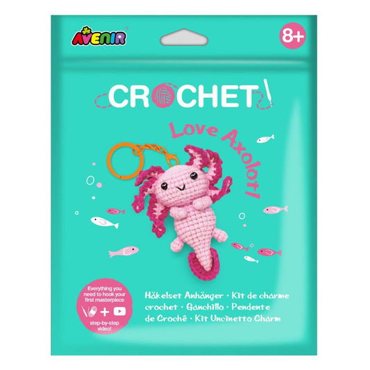 Crochet Keychain Crafting Kit - Love Axolotl