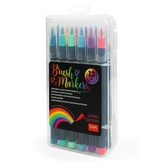 Legami 12 Brush Markers Bright Colours