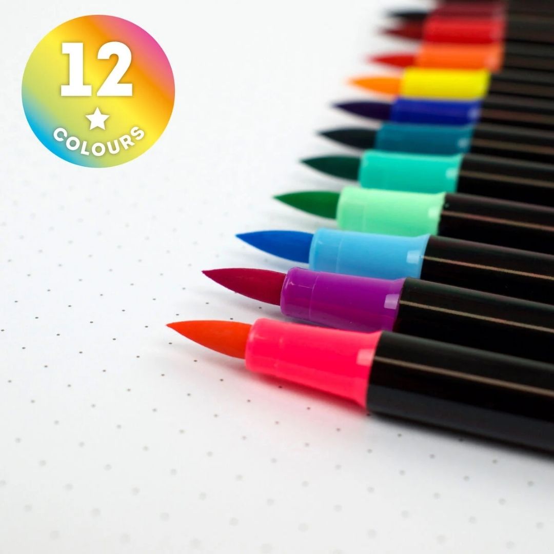 Legami 12 Brush Markers Bright Colours