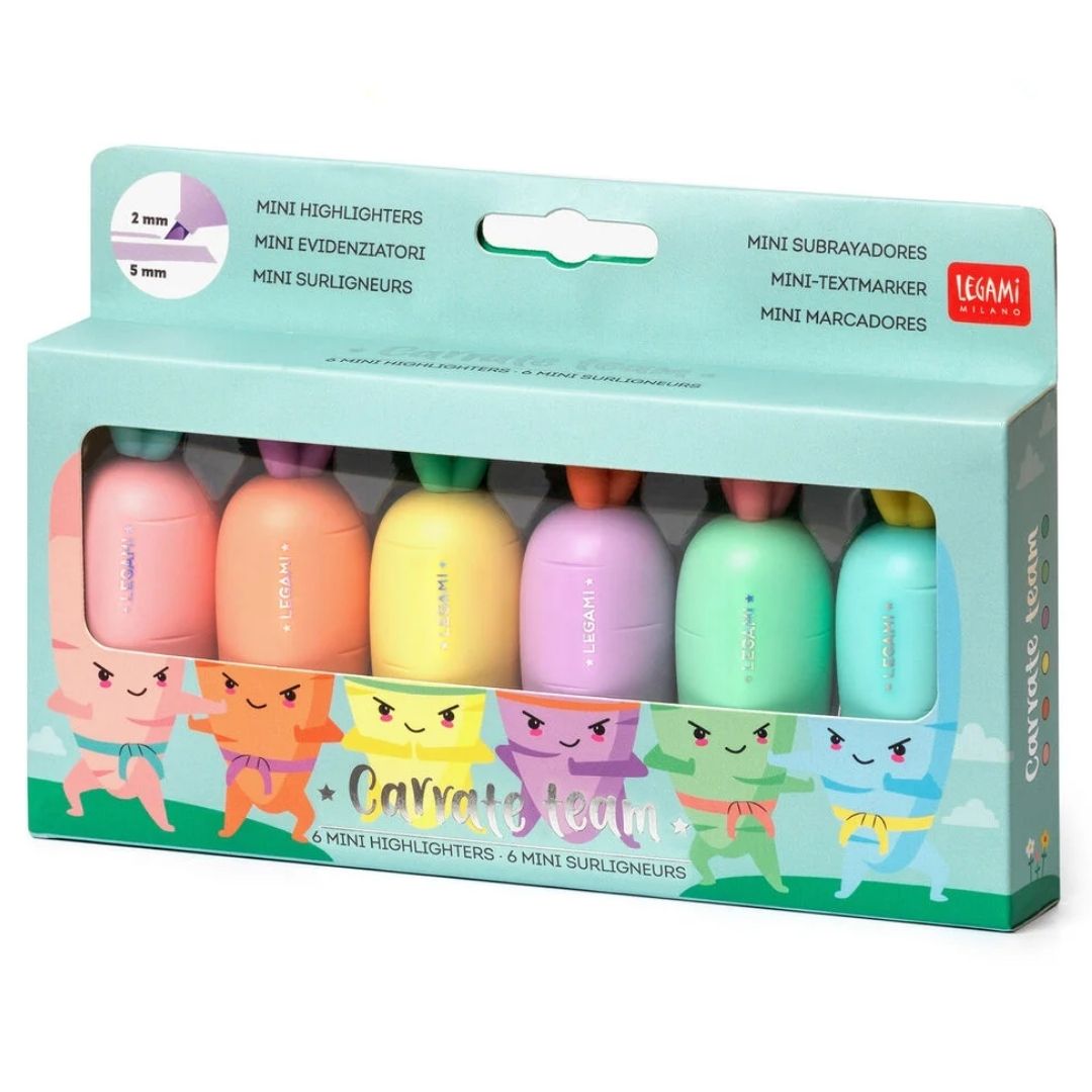 Legami 6 Mini Carrot Highlighters Pastel Colours