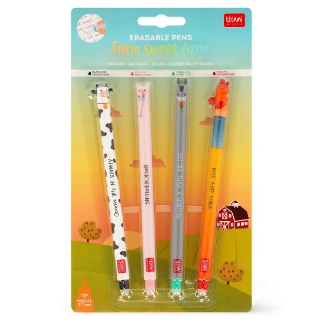 Legami Erasable Gel Pens Farm Sweet Farm 4 Pack