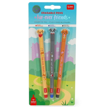 Legami Erasable Gel Pens Fur-Ever Friends 3 Pack