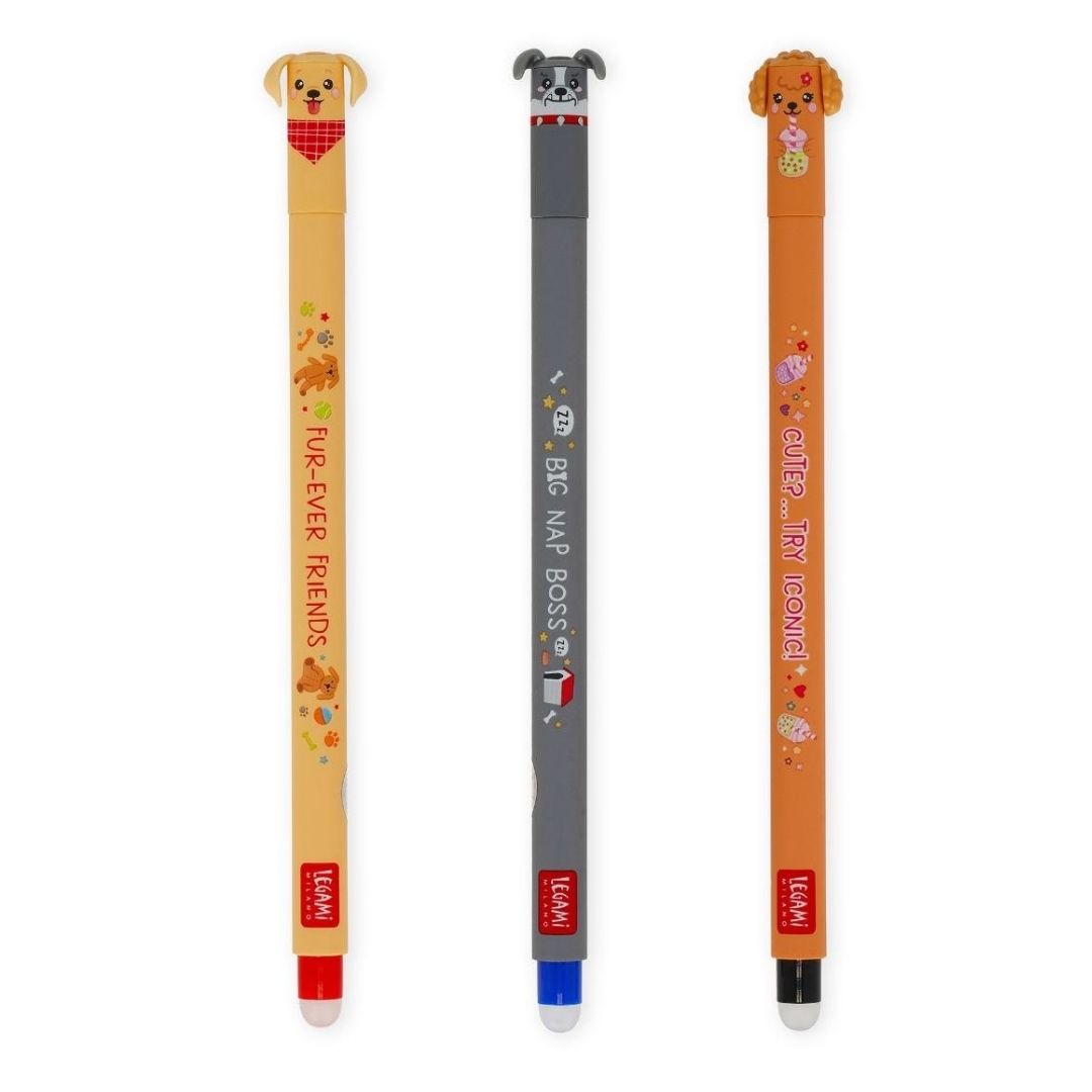 Legami Erasable Gel Pens Fur-Ever Friends 3 Pack