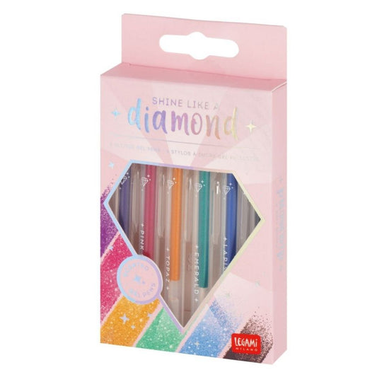 Legami 6 Mini Glitter Gel Pens Shine Like A Diamond