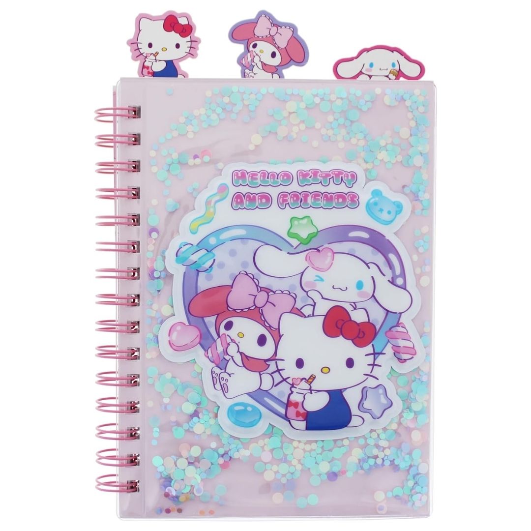 Hello Kitty and Friends A5 Spiral Notebook Glitter
