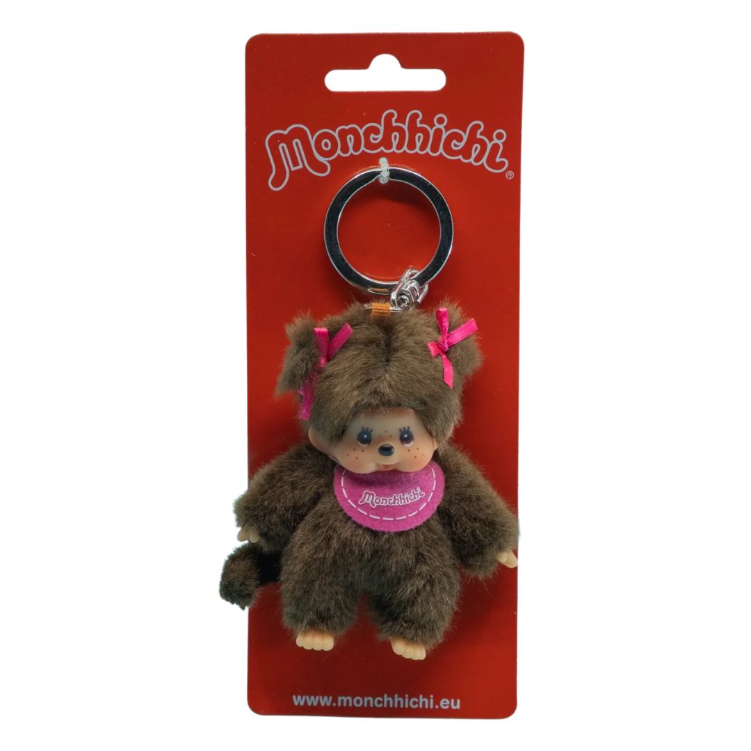 Monchhichi Plush Keyring Pink Girl