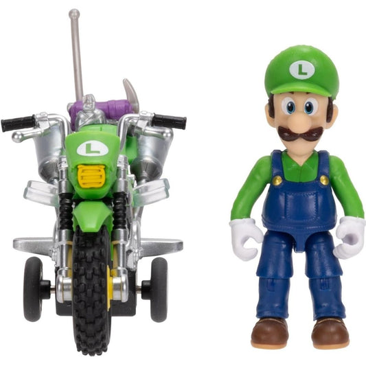 Nintendo Super Mario Galaxy Movie Action Figure Luigi with Pull Back Motorcycle