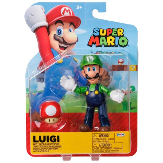 Super Mario 4" Luigi with Mushroom Figure