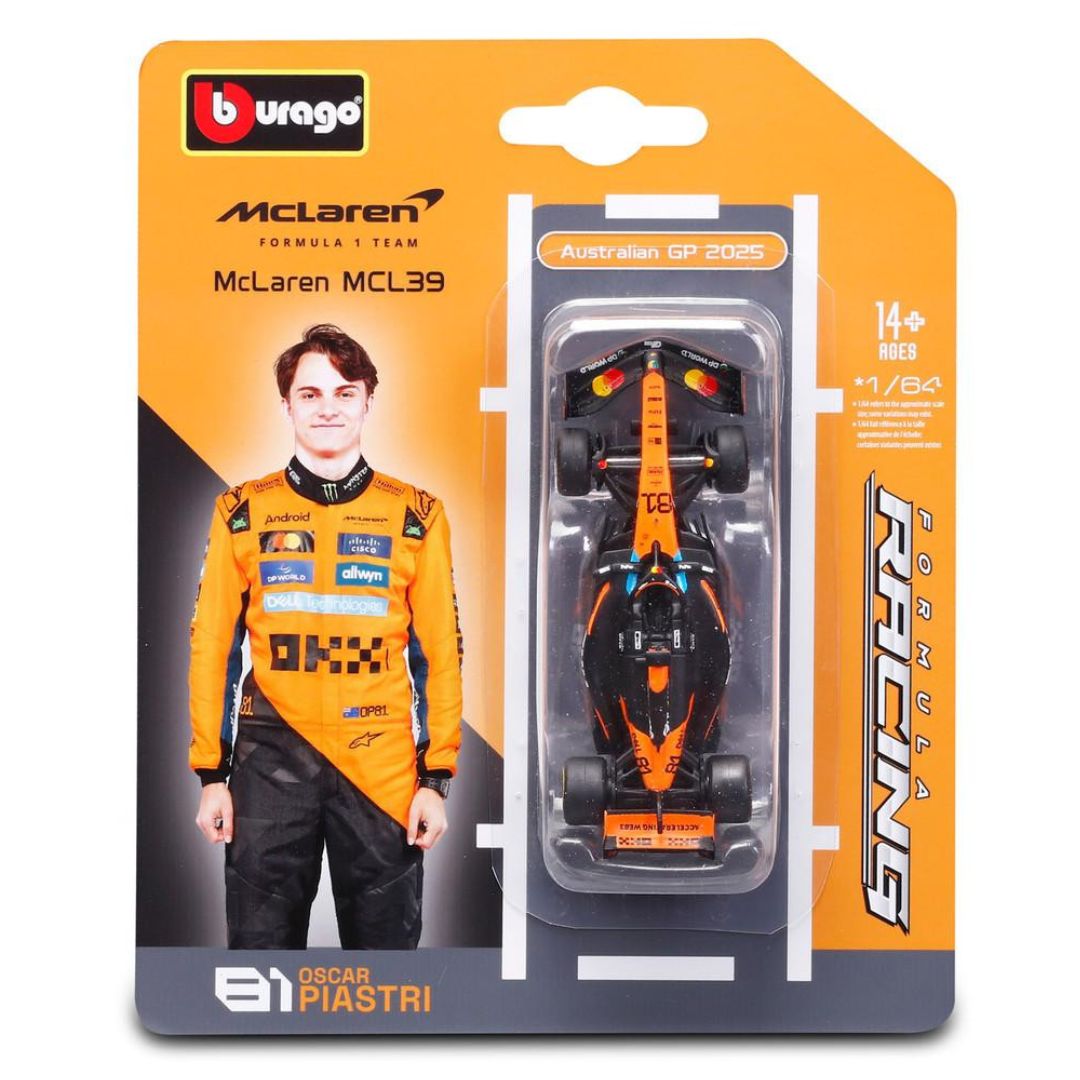 Bburago 1:64 F1 McLaren MCL39 #81 Oscar Piastri Diecast