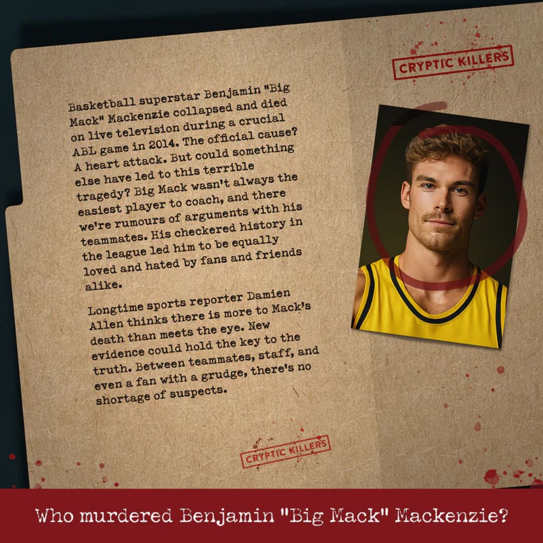 Cryptic Killers Murder of an MVP Unsolved Murder Mystery Game