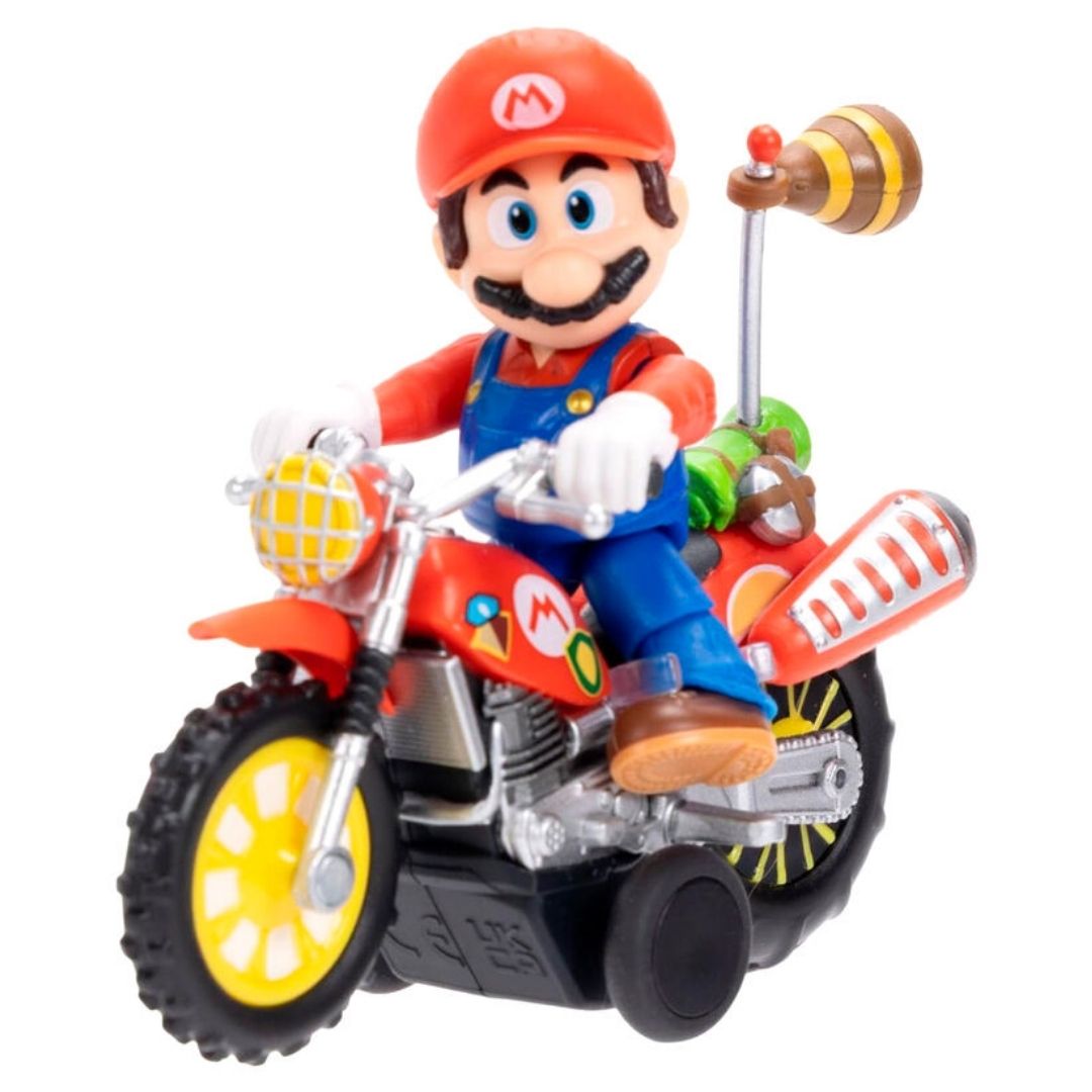 Nintendo Super Mario Galaxy Movie Action Figure Mario with Pull Back Motorcycle