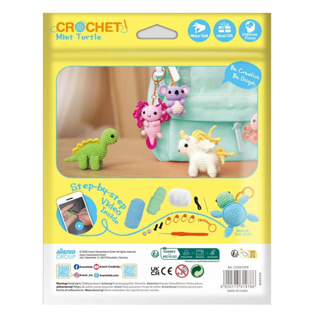 Crochet Keychain Crafting Kit - Mint Turtle