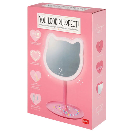 Legami Make-up Mirror with Light - You Look Purrfect!