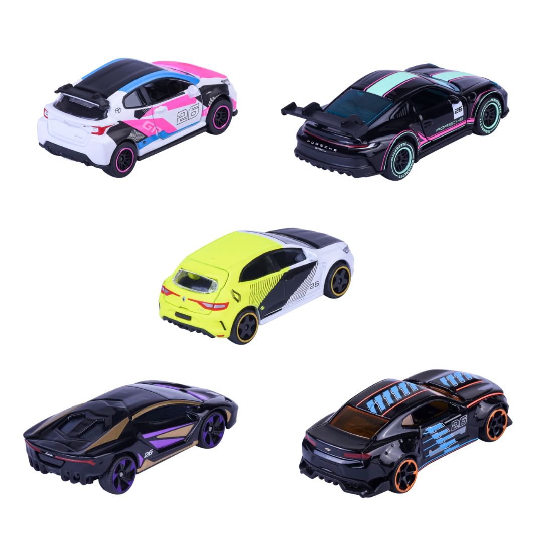 Majorette 5 Pack Die-Cast Neon Racers Edition