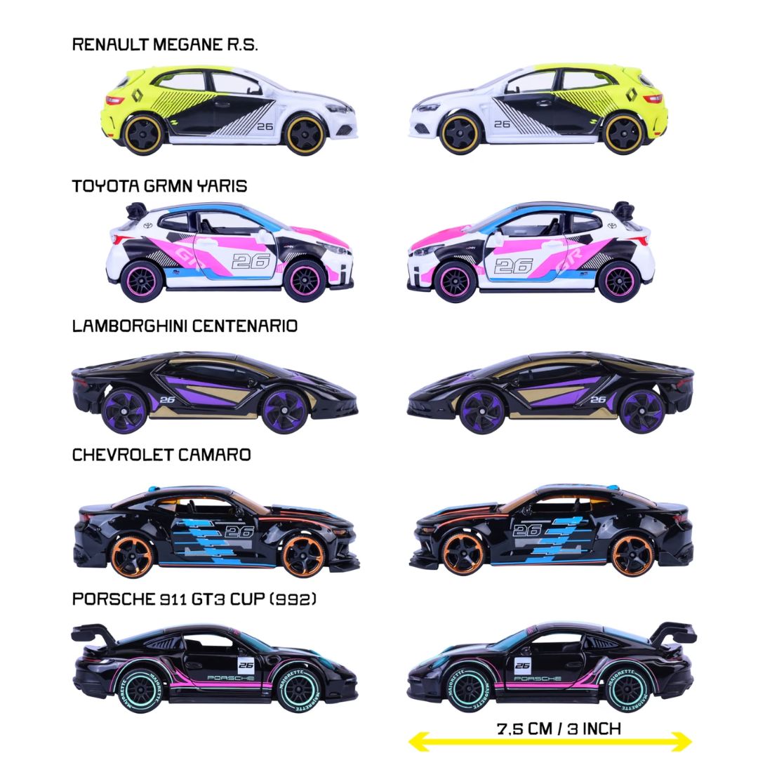 Majorette 5 Pack Die-Cast Neon Racers Edition
