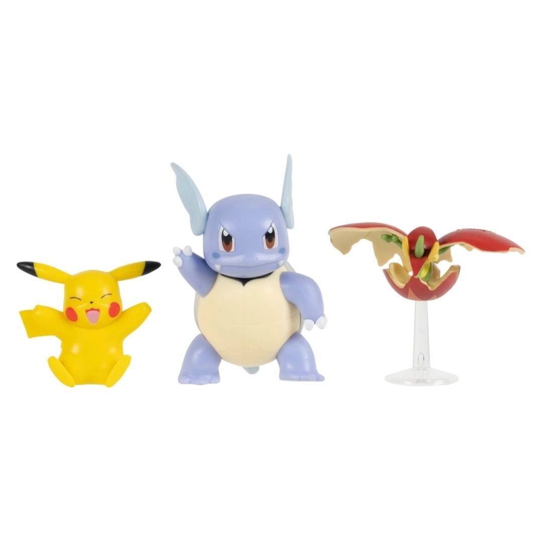 Pokemon Battle Figure Set - Pikachu Wartortle Flapple