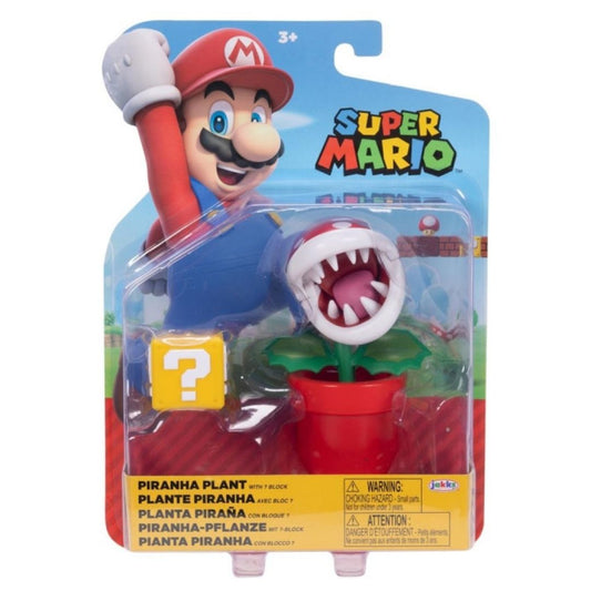 Super Mario 4" Piranha Plant with ? Block Figure