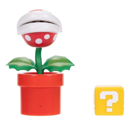 Super Mario 4" Piranha Plant with ? Block Figure