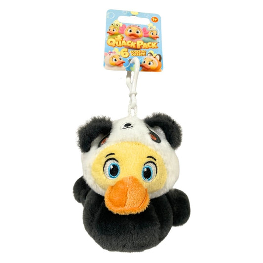 Quack Pack Duck Plush Bag Clip Panda Outfit