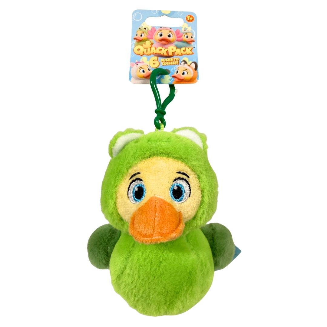 Quack Pack Duck Plush Bag Clip Frog Outfit