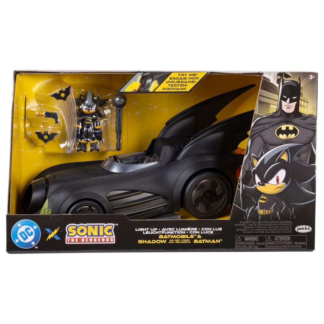 Sonic The Hedgehog x DC Comics Light Up Batmobile & Shadow as Batman