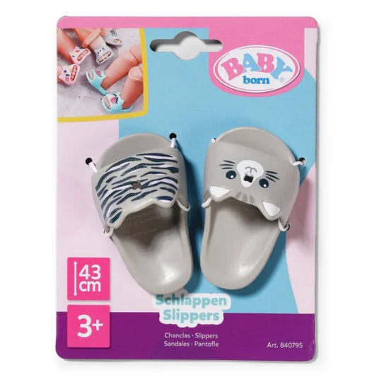 Baby Born Doll Slippers Grey