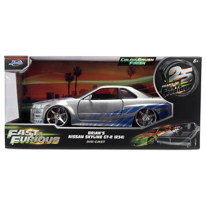 Fast & Furious 1:24 Diecast Brian's Nissan Skyline GT-R R34 (Color Brush Finish)