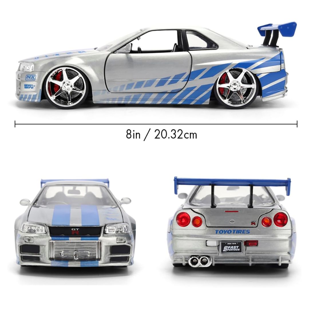 Fast & Furious 1:24 Diecast Brian's Nissan Skyline GT-R R34 (Color Brush Finish)