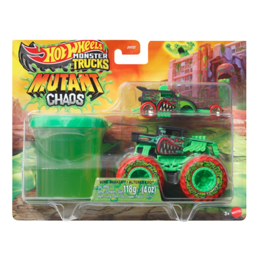 Hot Wheels Monster Trucks Mutant Chaos Slime Pack Bone Shaker & Altered Ego