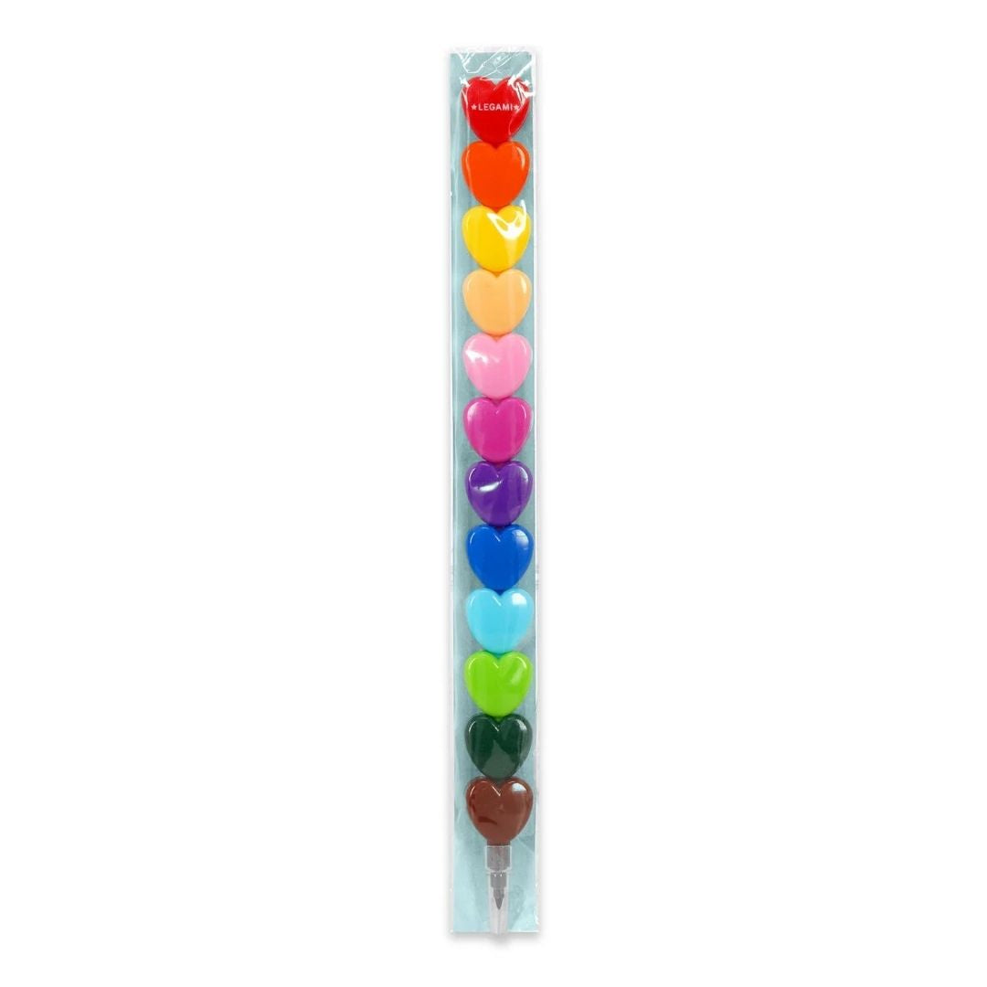 Legami 12 Stackable Crayons Hearts