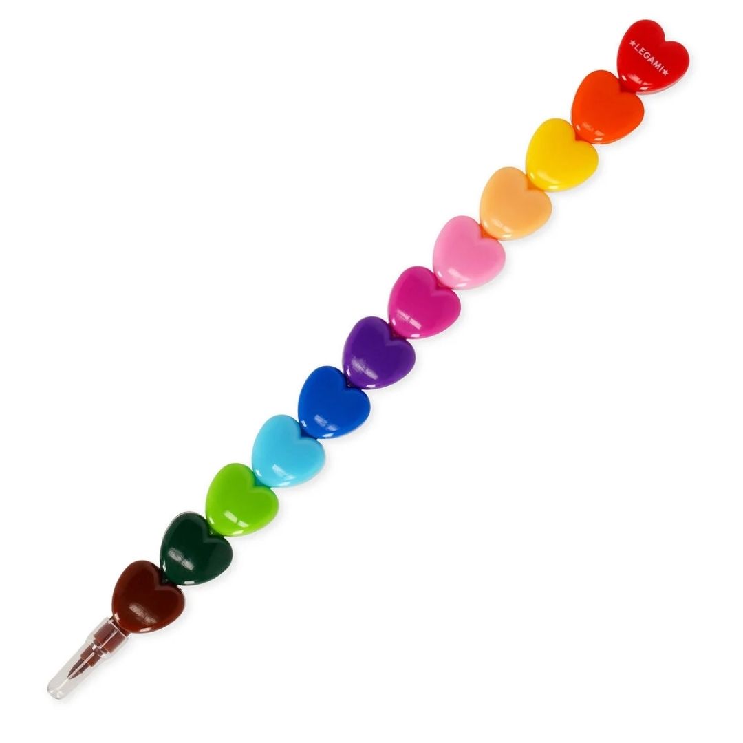 Legami 12 Stackable Crayons Hearts