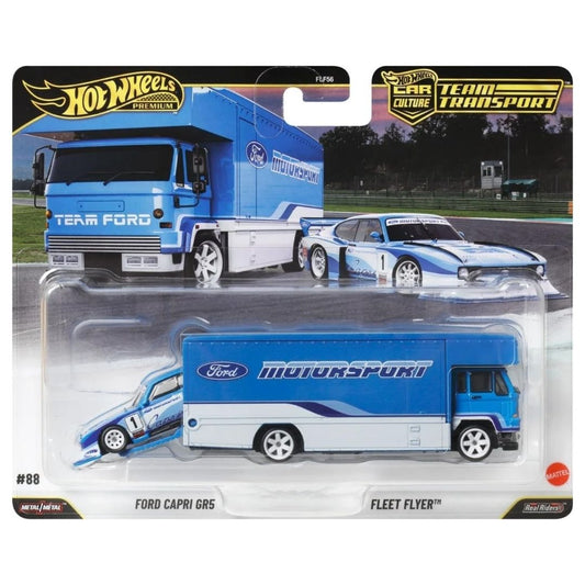 Hot Wheels Premium Car Culture Team Transport Ford Capri GR5 & Fleet Flyer