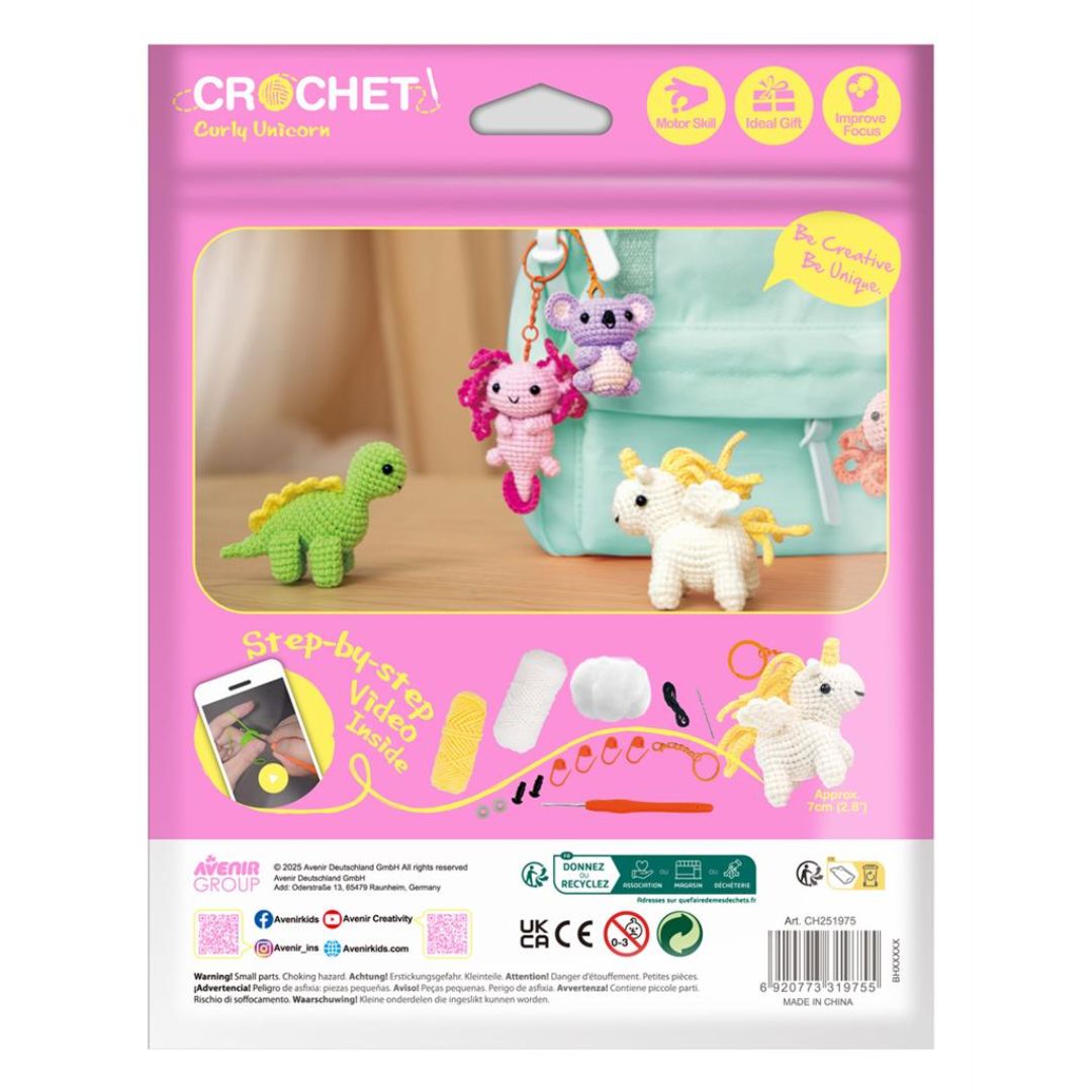 Crochet Keychain Crafting Kit - Curly Unicorn