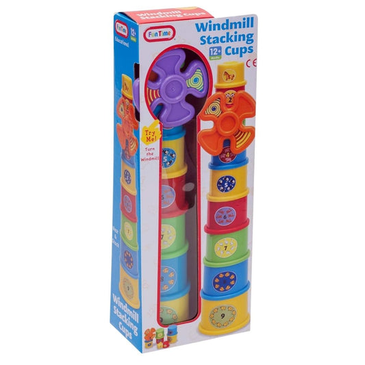 Colourful 9 Piece Windmill Stacking Cups