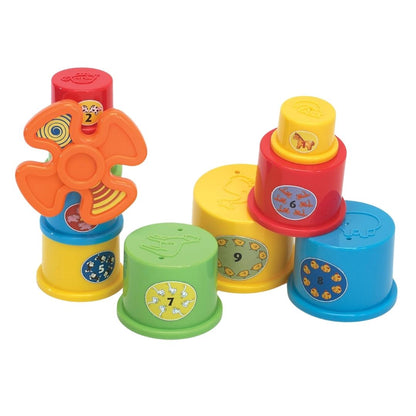 Colourful 9 Piece Windmill Stacking Cups