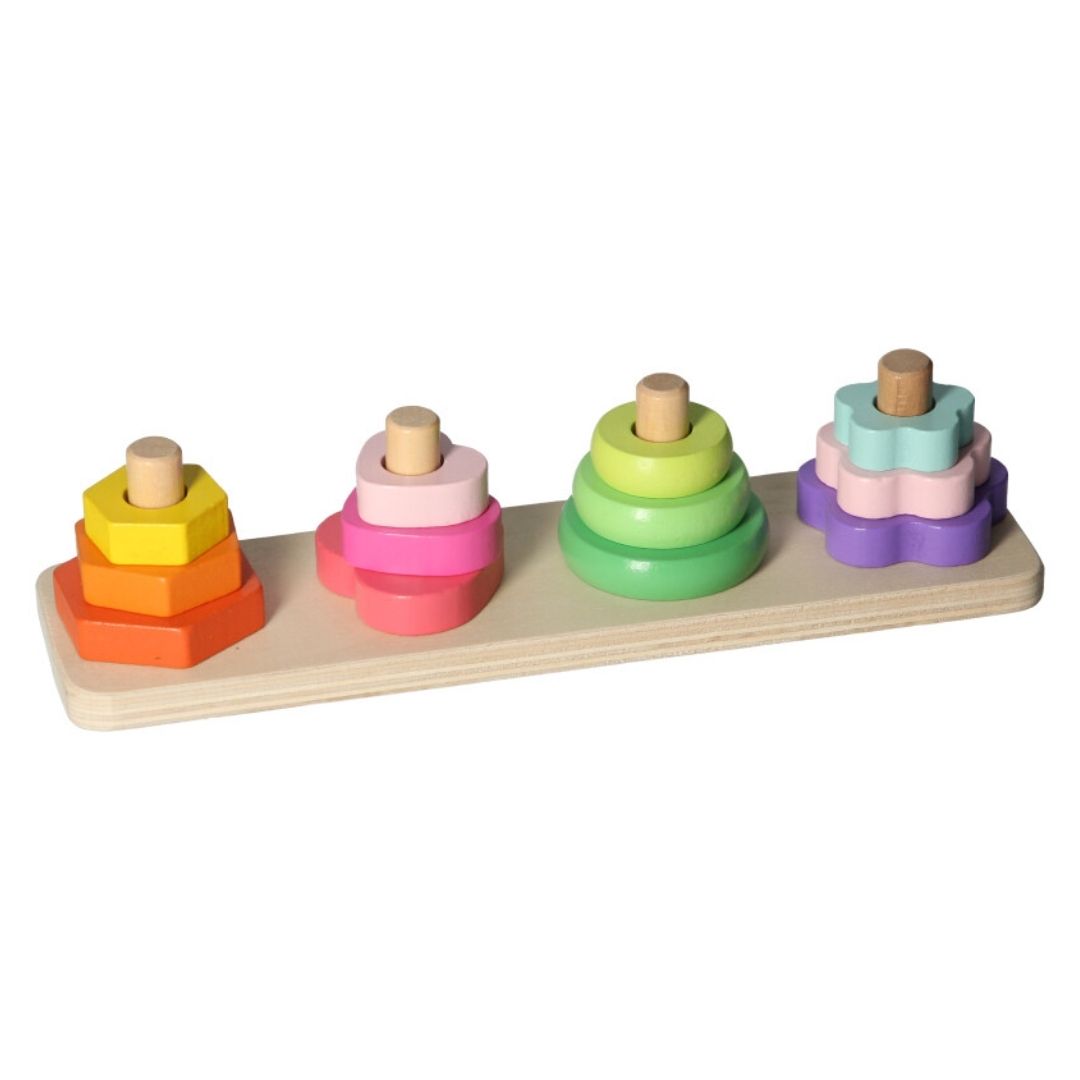 Wooden Stacking Rainbow Shapes