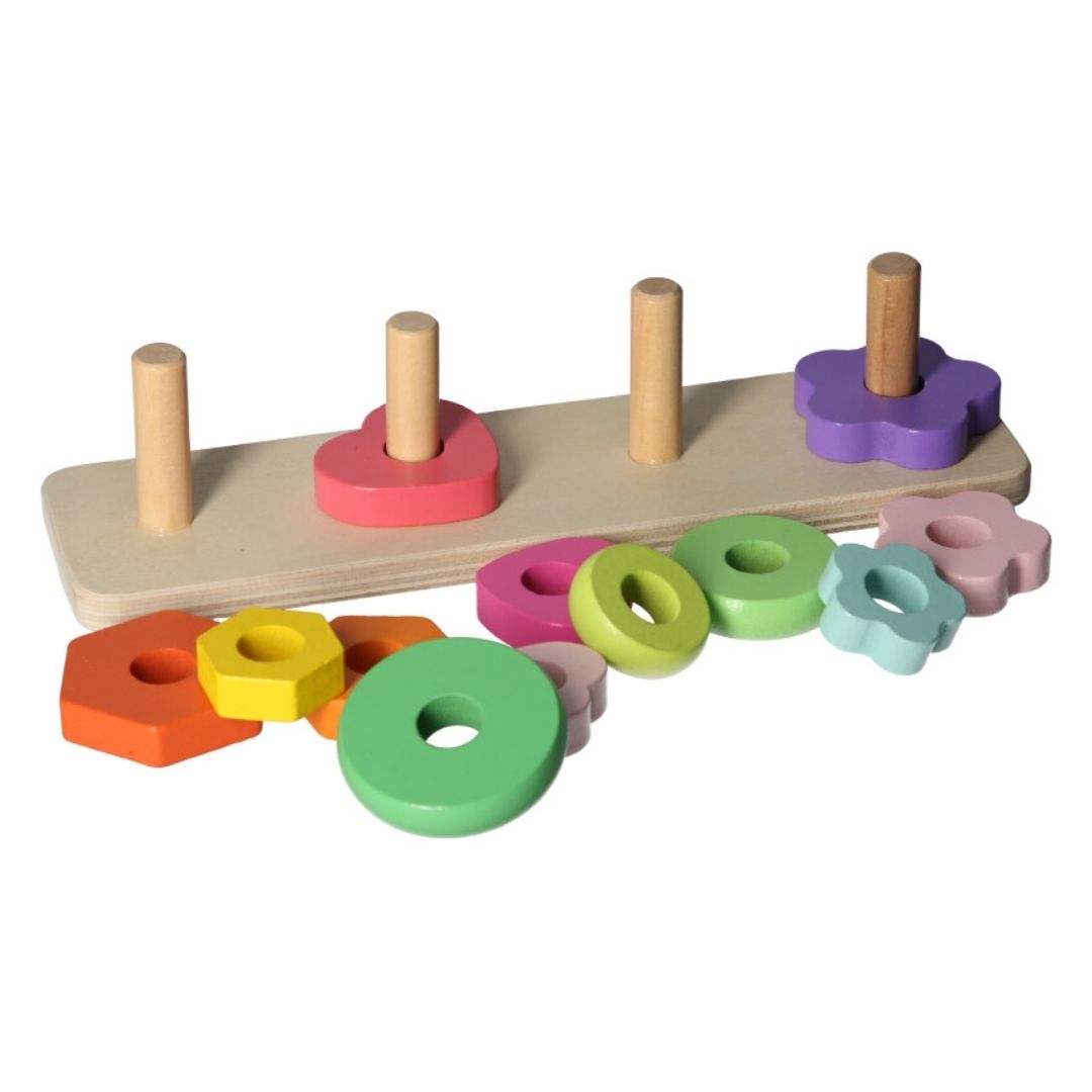 Wooden Stacking Rainbow Shapes
