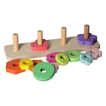 Wooden Stacking Rainbow Shapes