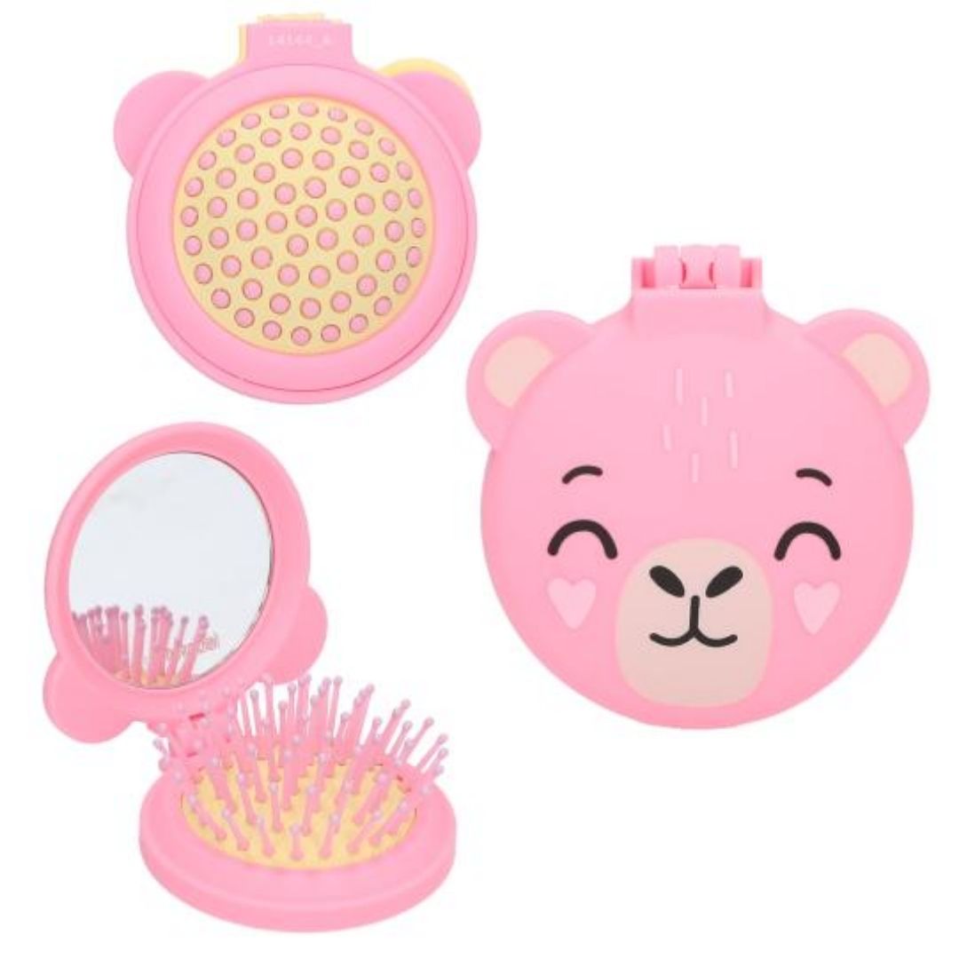 Depesche Top Model Folding Hairbrush With Mirror Pink