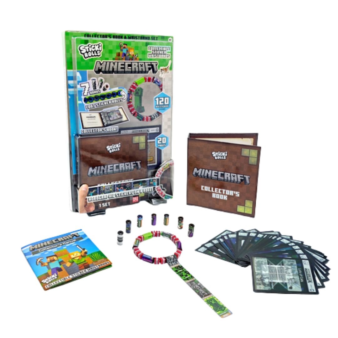 Sticki Rolls Minecraft Collectors Book & Wristband Set