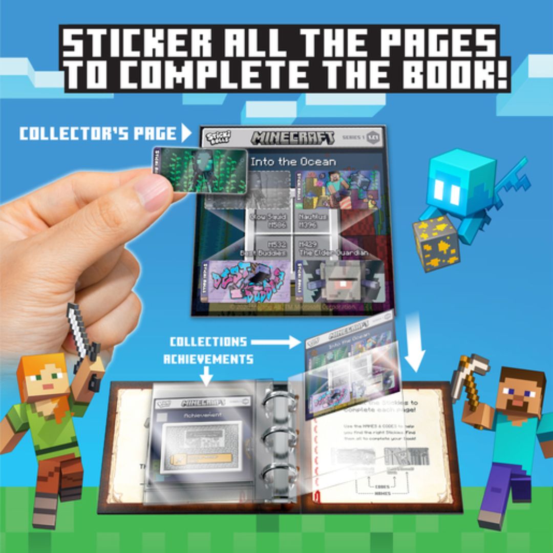 Sticki Rolls Minecraft Collectors Book & Wristband Set