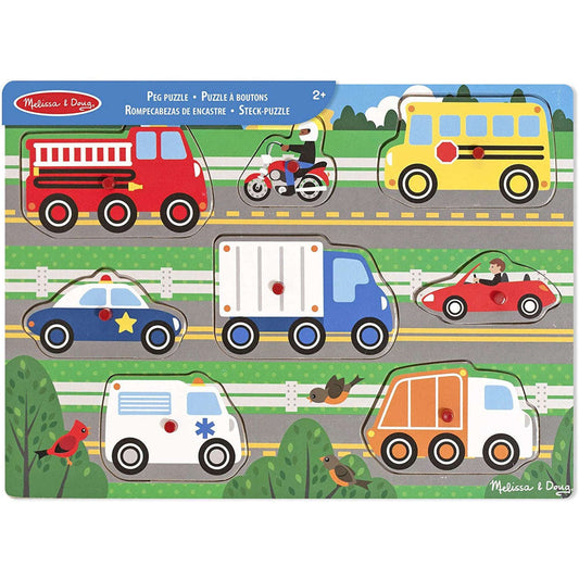 Toys N Tuck:Melissa & Doug Vehicles Wooden Peg Puzzle,Melissa & Doug